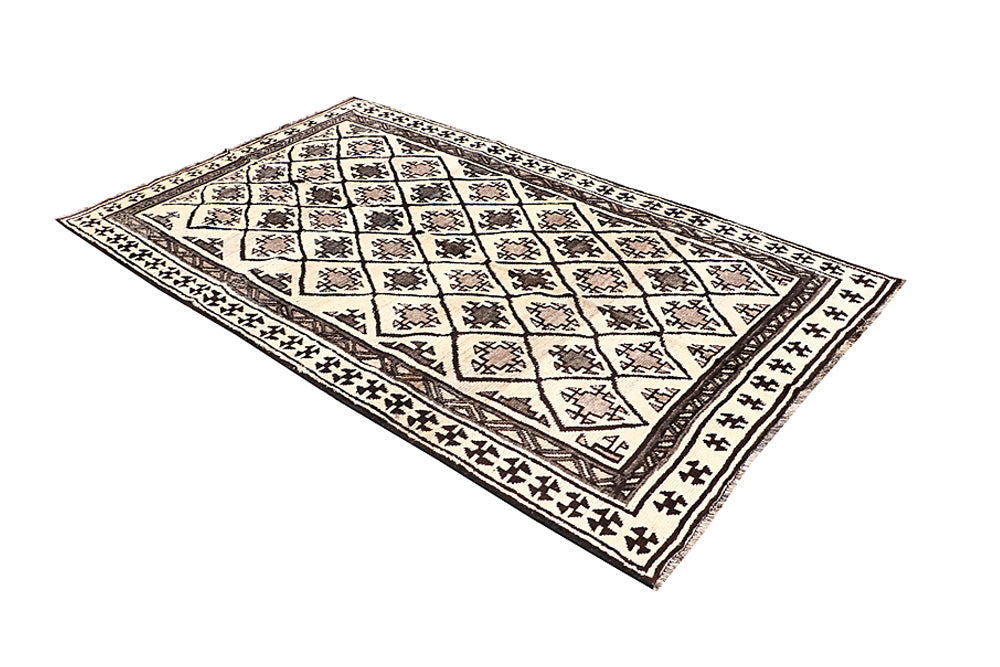5' X 8'  Ivory Handmade Natural Taimani Carpets Afghan Rectangular