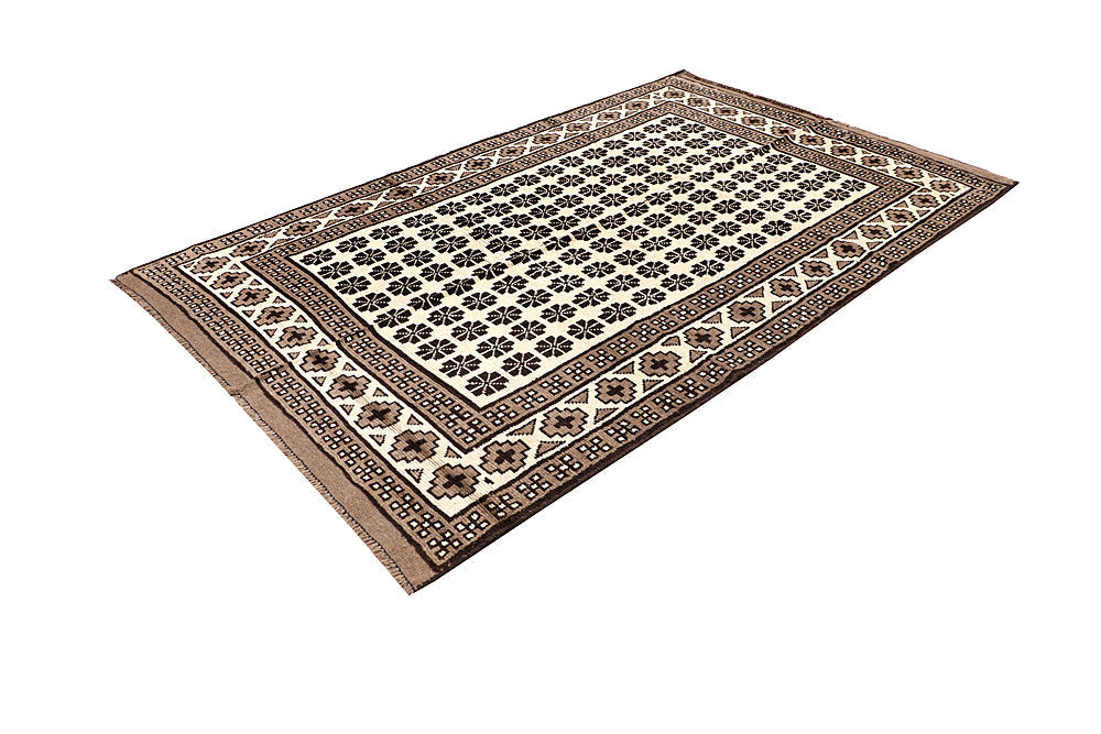 5' 6" X 8'  Ivory Handmade Natural Taimani Carpets Afghan Rectangular