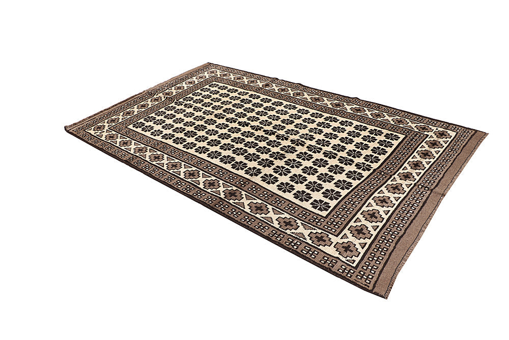 5' 6" X 8'  Ivory Handmade Natural Taimani Carpets Afghan Rectangular