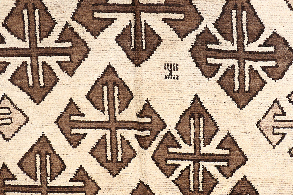 5' 6" X 8'  Ivory Handmade Natural Taimani Carpets Afghan Rectangular
