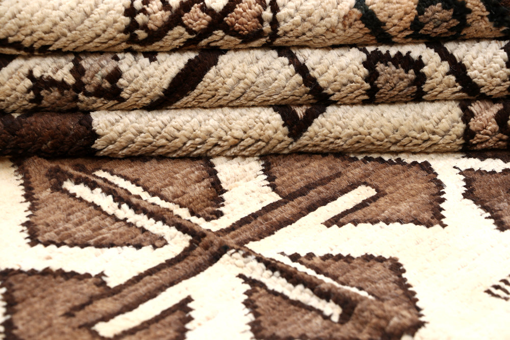 5' 6" X 8'  Ivory Handmade Natural Taimani Carpets Afghan Rectangular