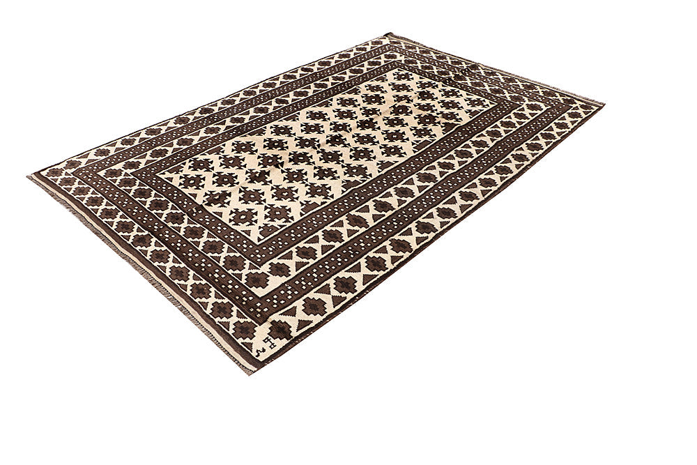 5' 6" X 8'  Ivory Handmade Natural Taimani Carpets Afghan Rectangular