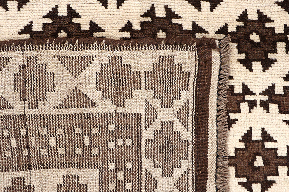 5' 6" X 8'  Ivory Handmade Natural Taimani Carpets Afghan Rectangular