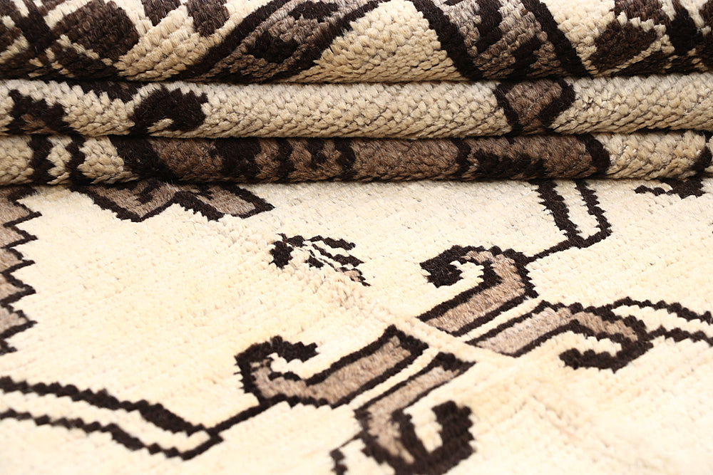 6' x 9'  Ivory Handmade Natural Taimani Carpets Afghan Rectangular