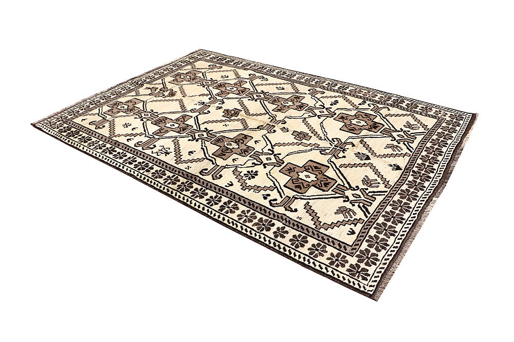 6' x 9'  Ivory Handmade Natural Taimani Carpets Afghan Rectangular