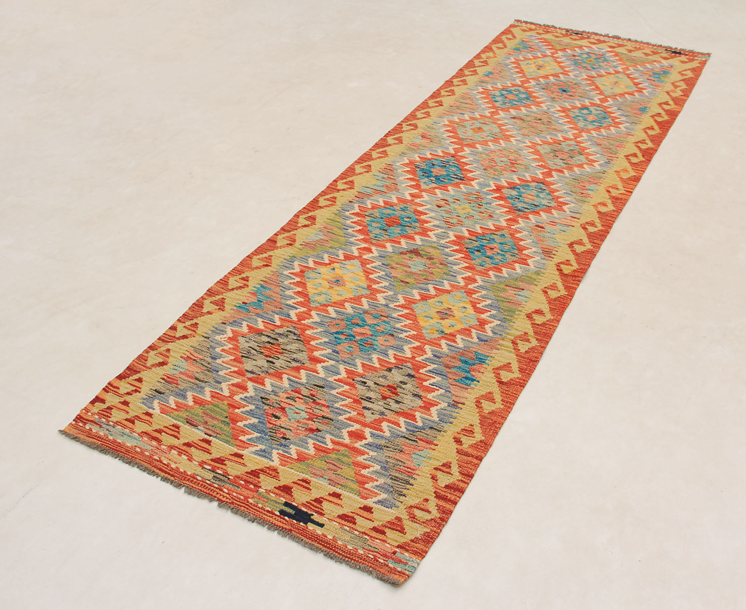 2' 6" X 9'  Multy Handmade Veggie Dye Kilim Rug Runner