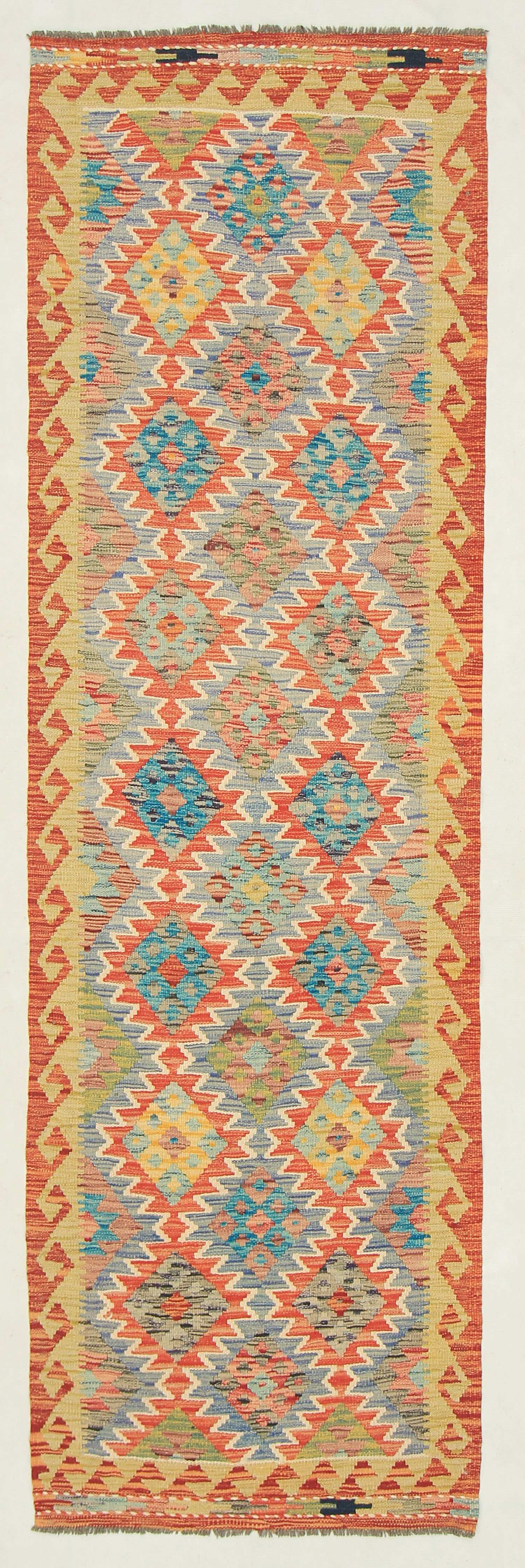 2' 6" X 9'  Multy Handmade Veggie Dye Kilim Rug Runner