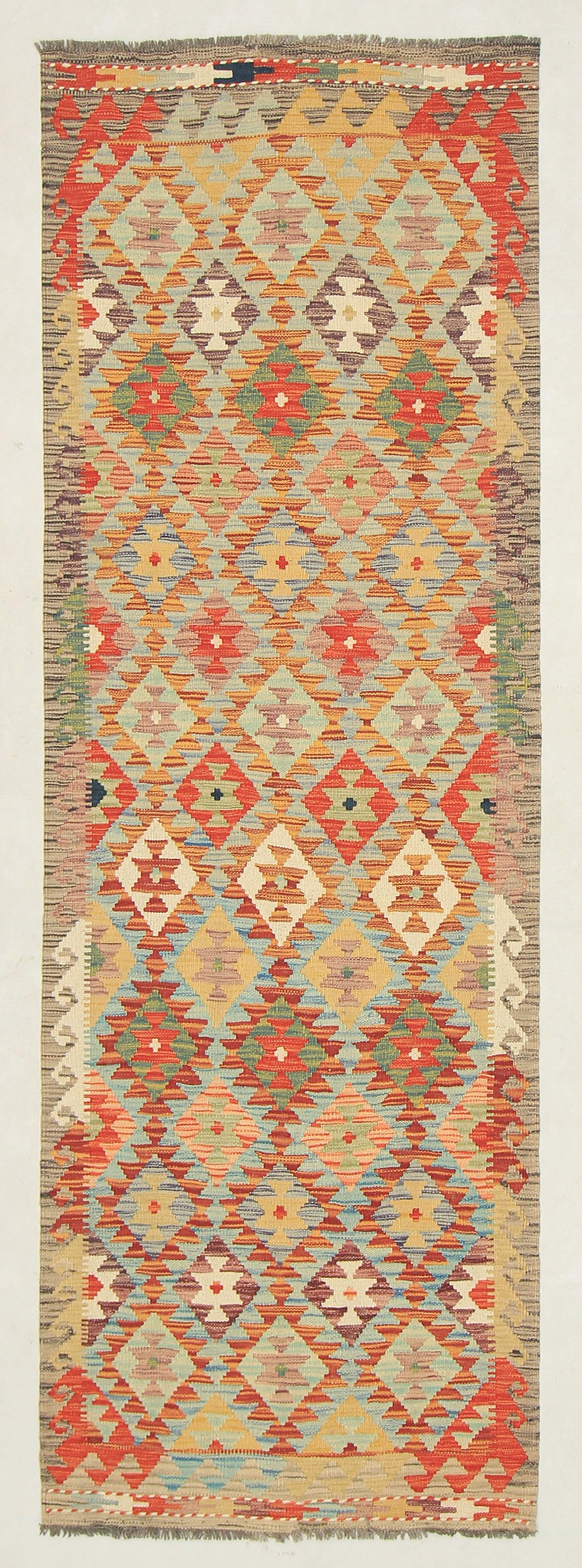 3' X 8'  Multy Handmade Veggie Dye Kilim Rug Runner