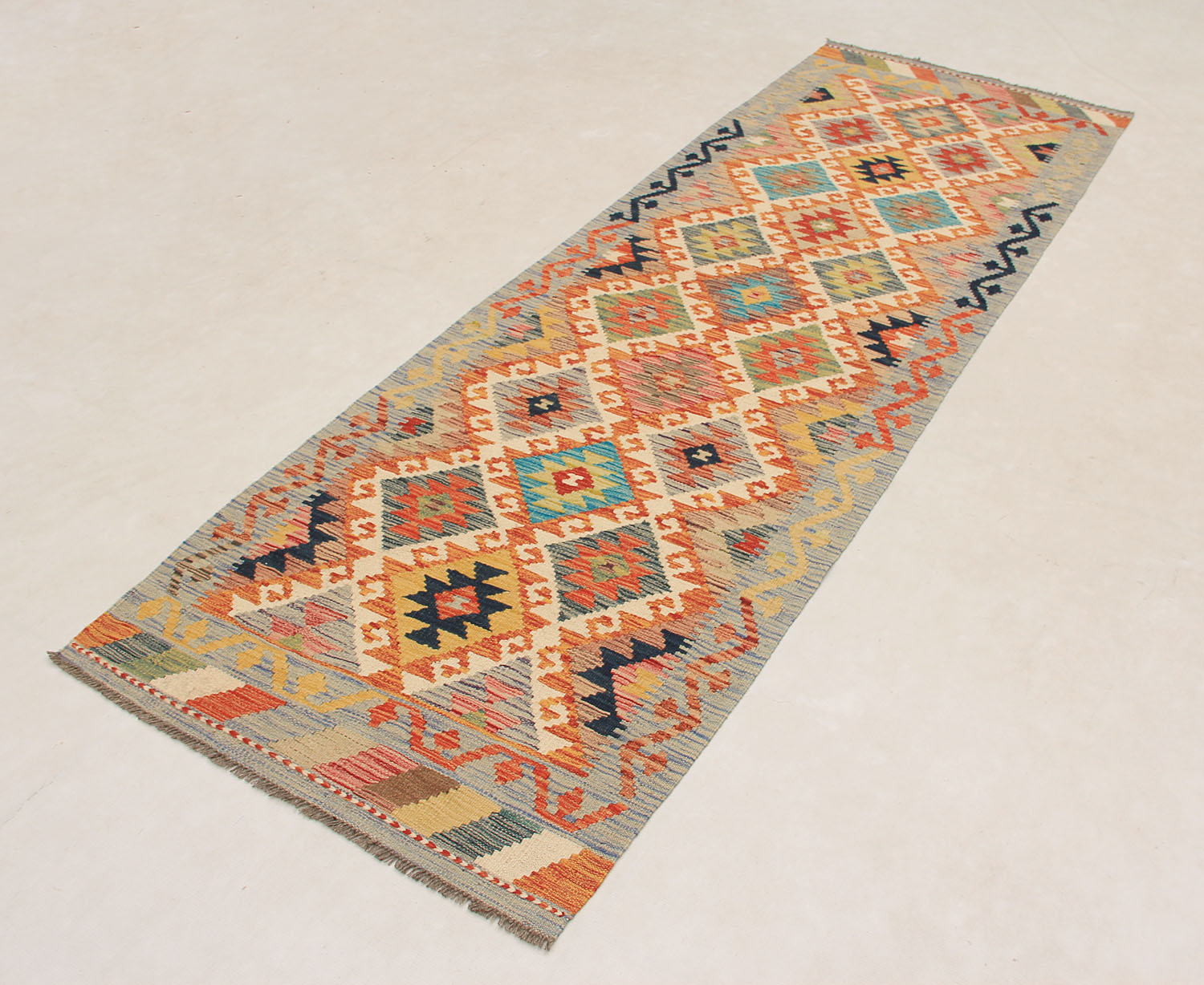 3' X 8'  Multy Handmade Veggie Dye Kilim Rug Runner