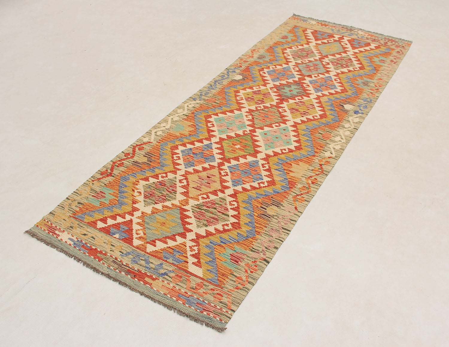 3' X 8'  Multy Handmade Veggie Dye Kilim Rug Runner