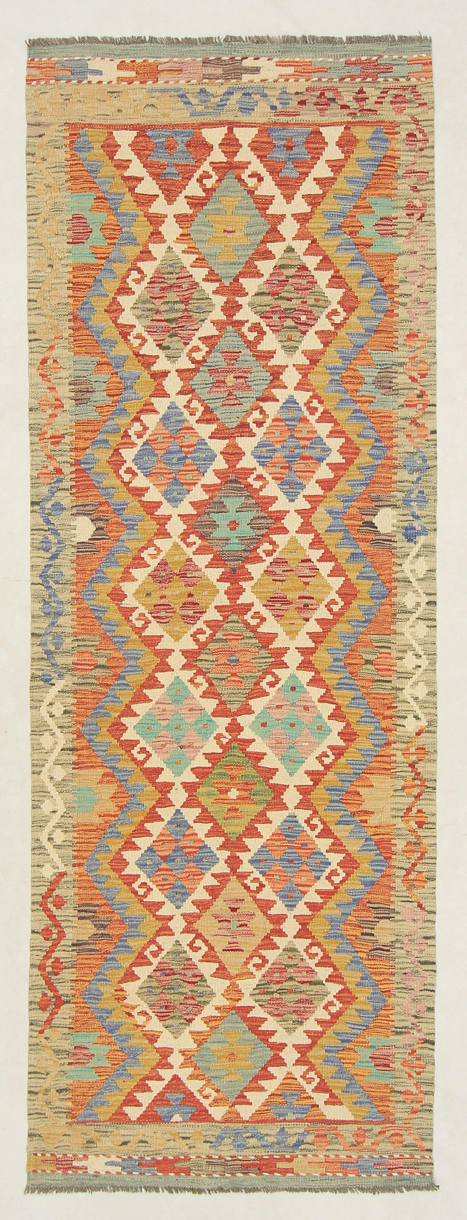 3' X 8'  Multy Handmade Veggie Dye Kilim Rug Runner