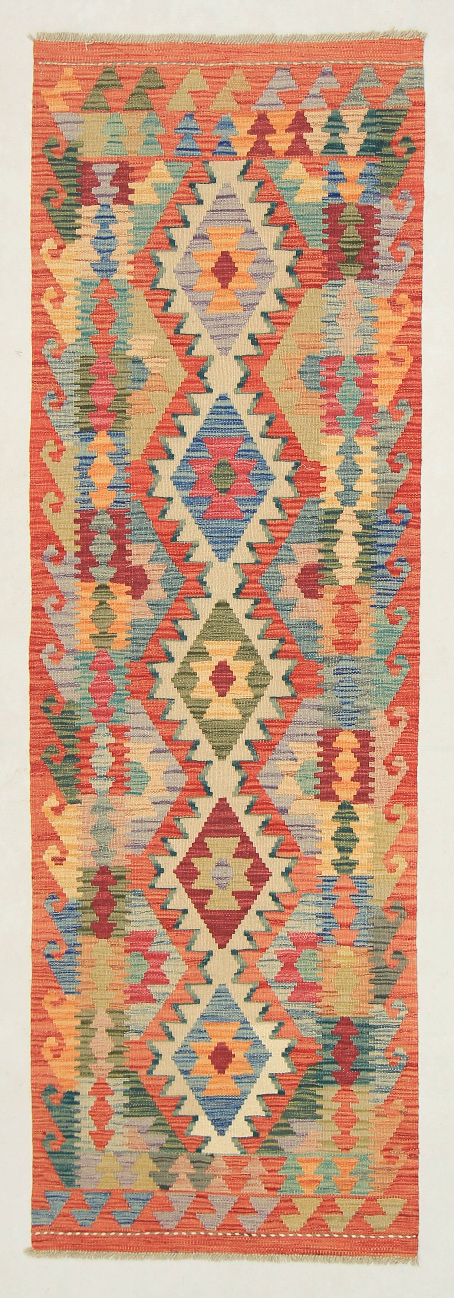 3' X 8'  Multy Handmade Veggie Dye Kilim Rug Runner