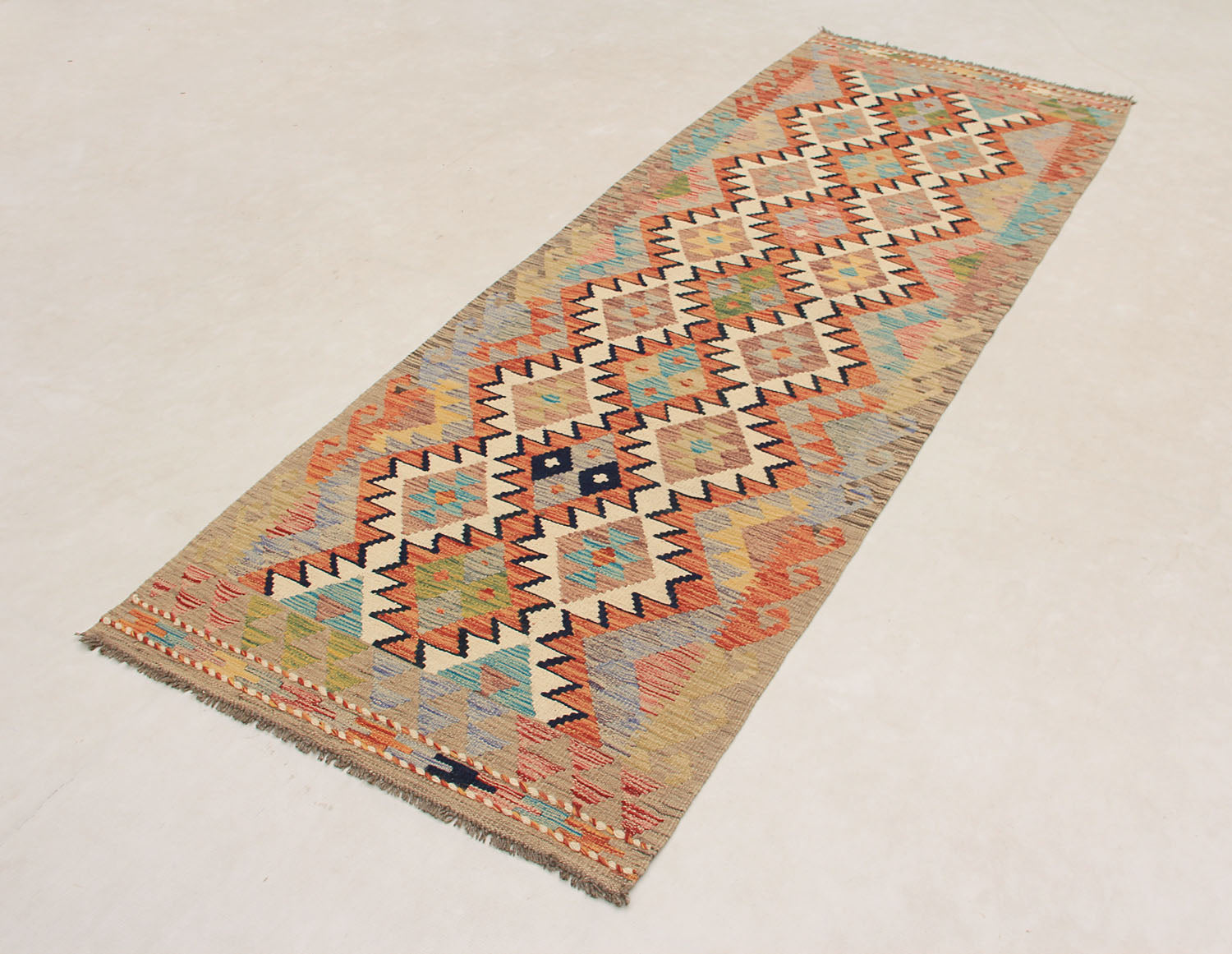 3' X 8'  Multy Handmade Veggie Dye Kilim Rug Runner