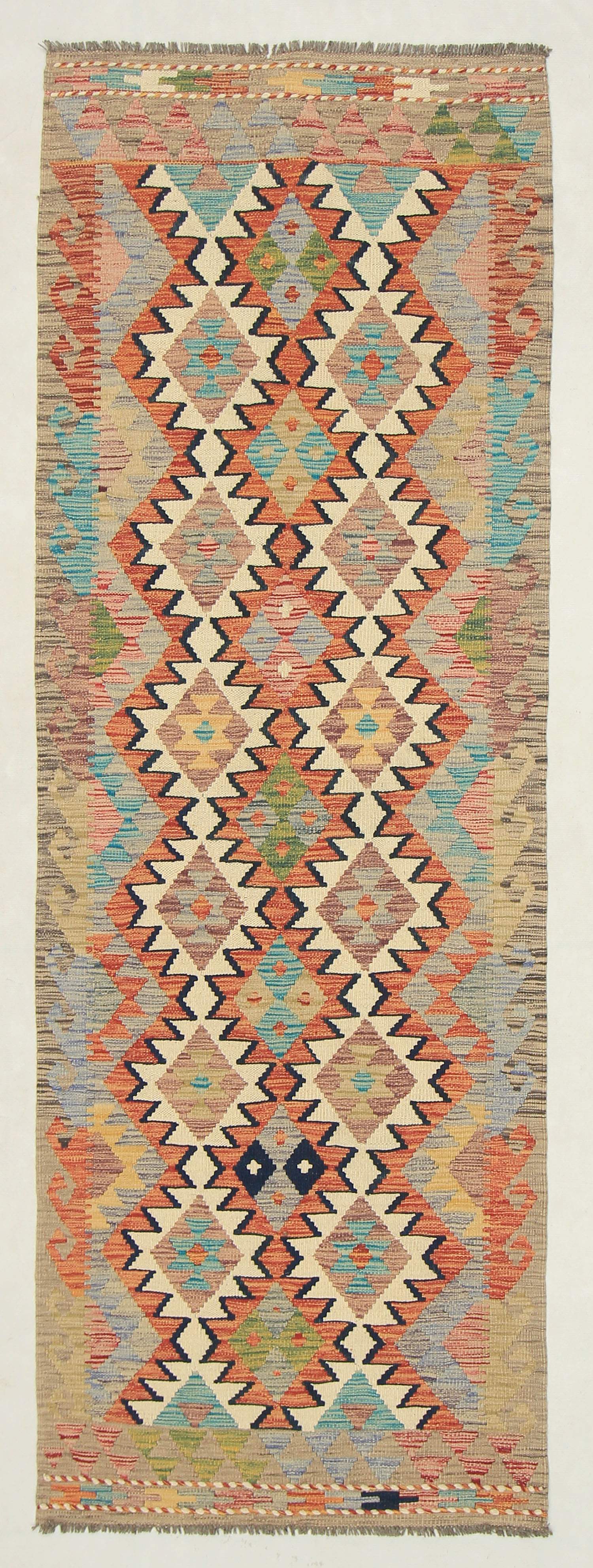 3' X 8'  Multy Handmade Veggie Dye Kilim Rug Runner