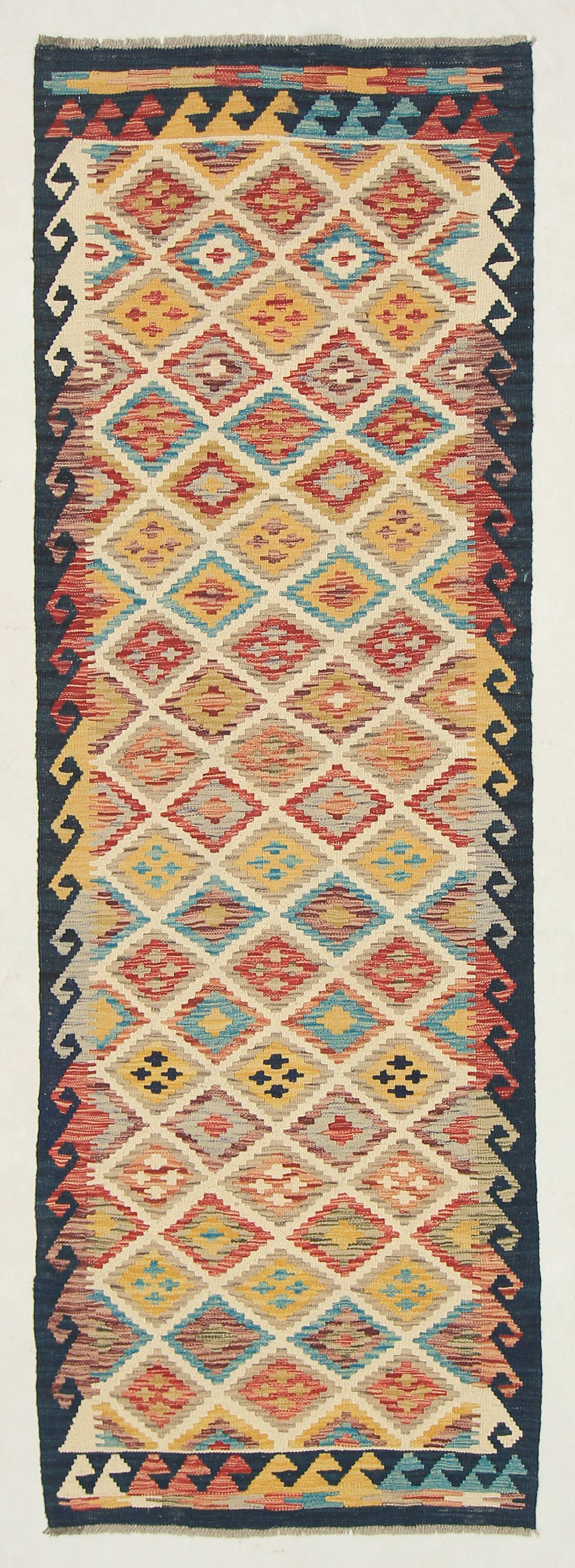 3' X 8'  Multy Handmade Veggie Dye Kilim Rug Runner
