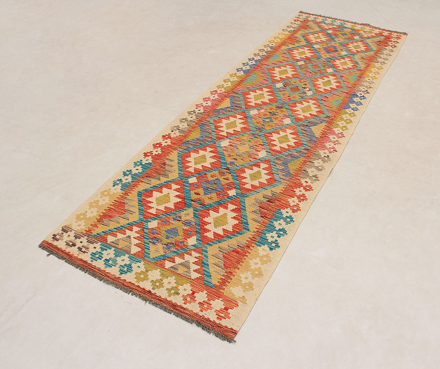 2' 6" X 9'  Multy Handmade Veggie Dye Kilim Rug Runner