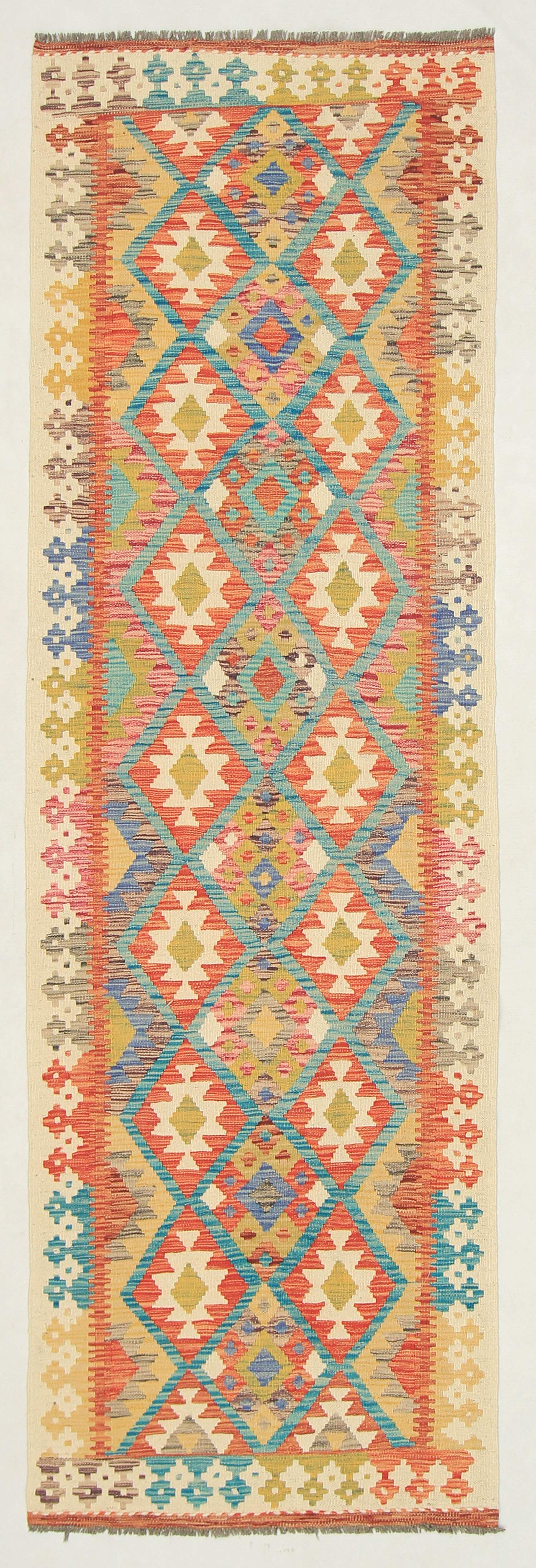 2' 6" X 9'  Multy Handmade Veggie Dye Kilim Rug Runner