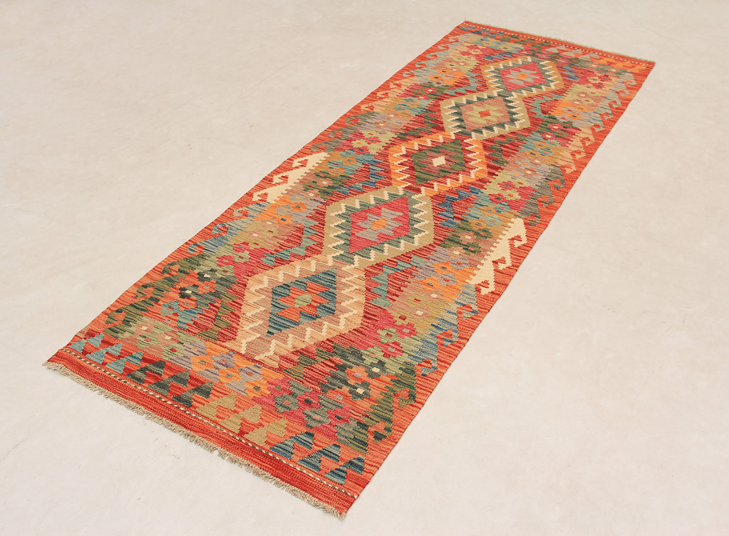 3' X 8'  Multy Handmade Veggie Dye Kilim Rug Runner