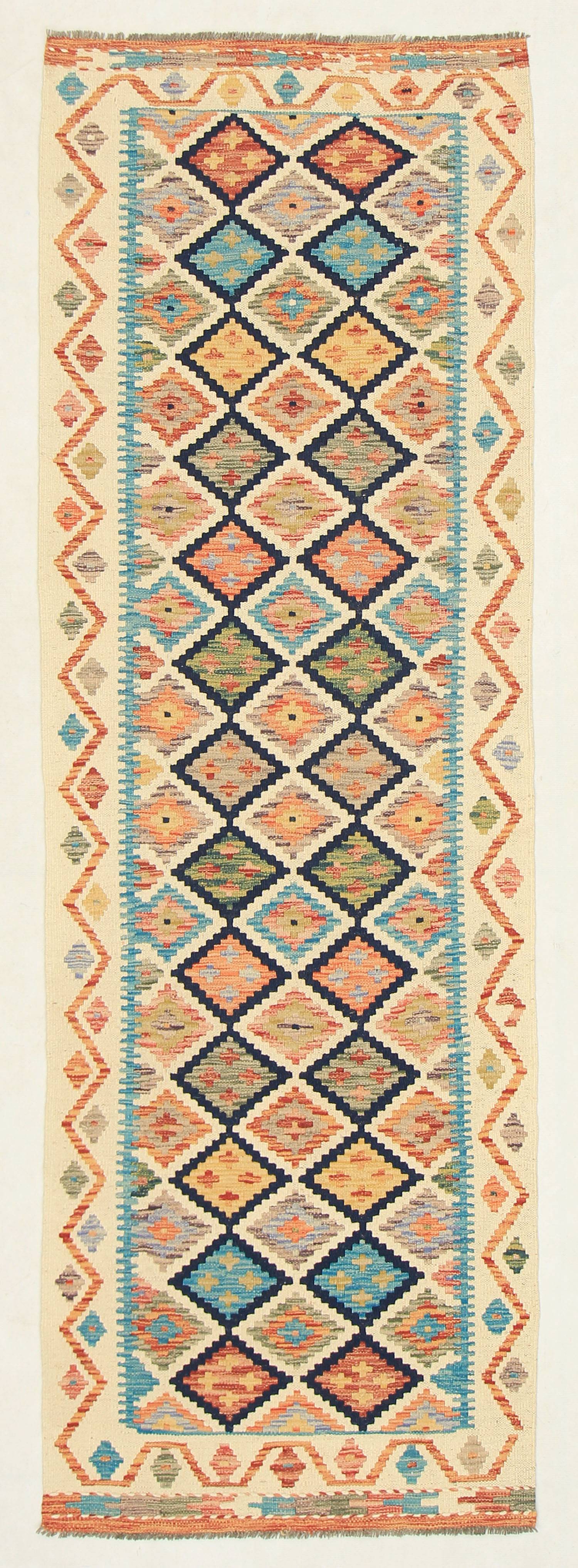 3' X 8'  Multy Handmade Veggie Dye Kilim Rug Runner