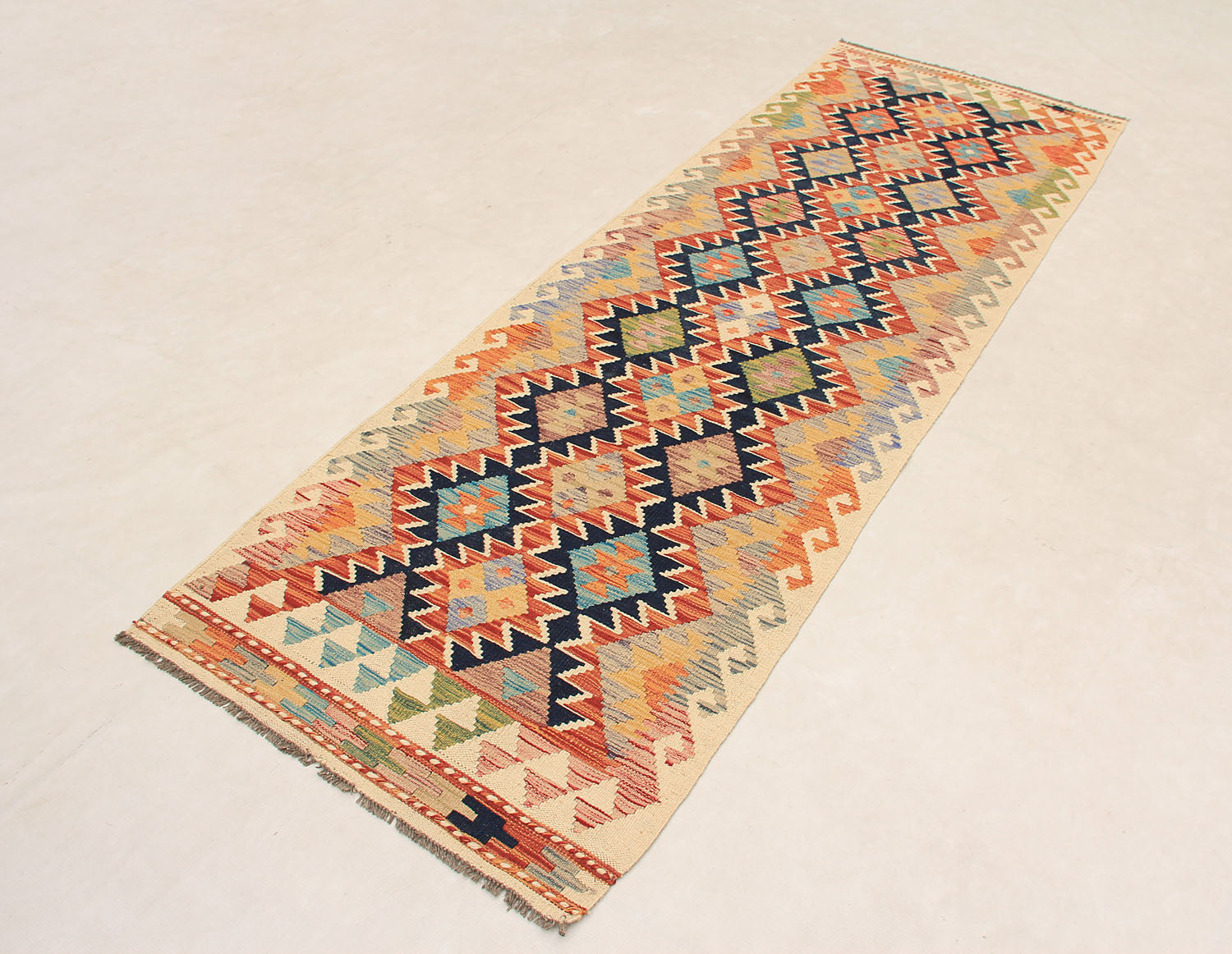 3' X 8'  Multy Handmade Veggie Dye Kilim Rug Runner