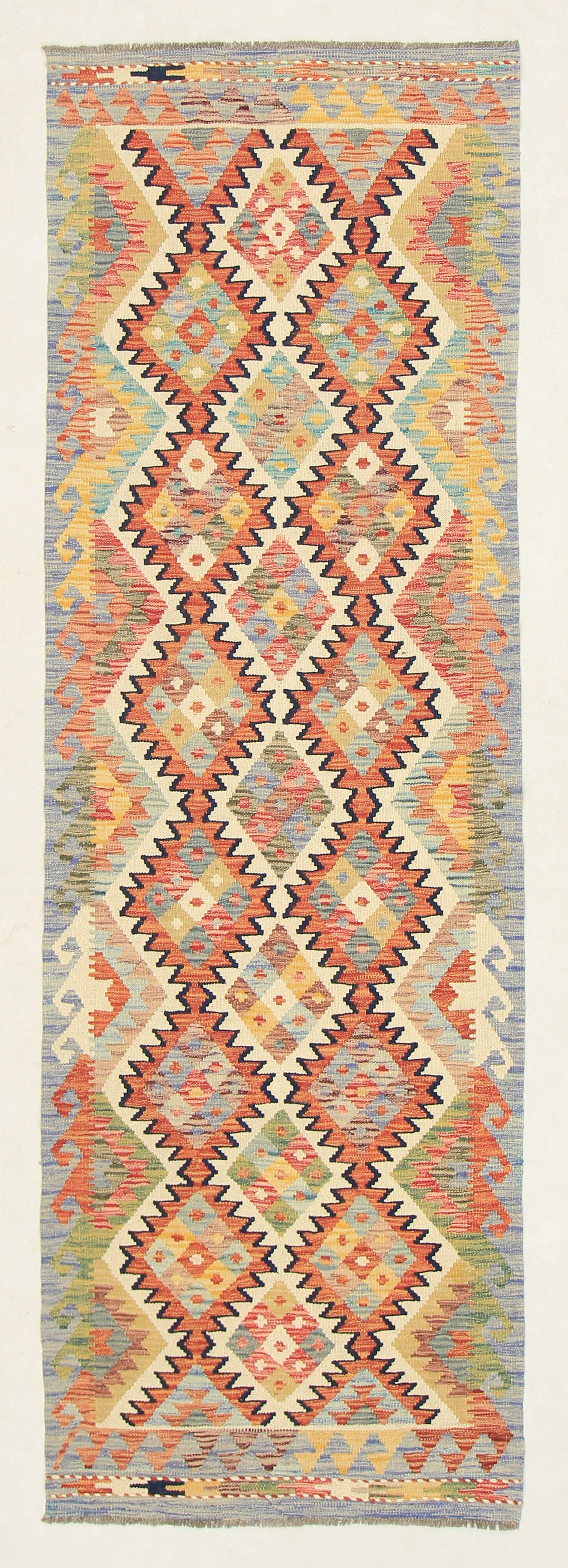 3' X 8'  Multy Handmade Veggie Dye Kilim Rug Runner