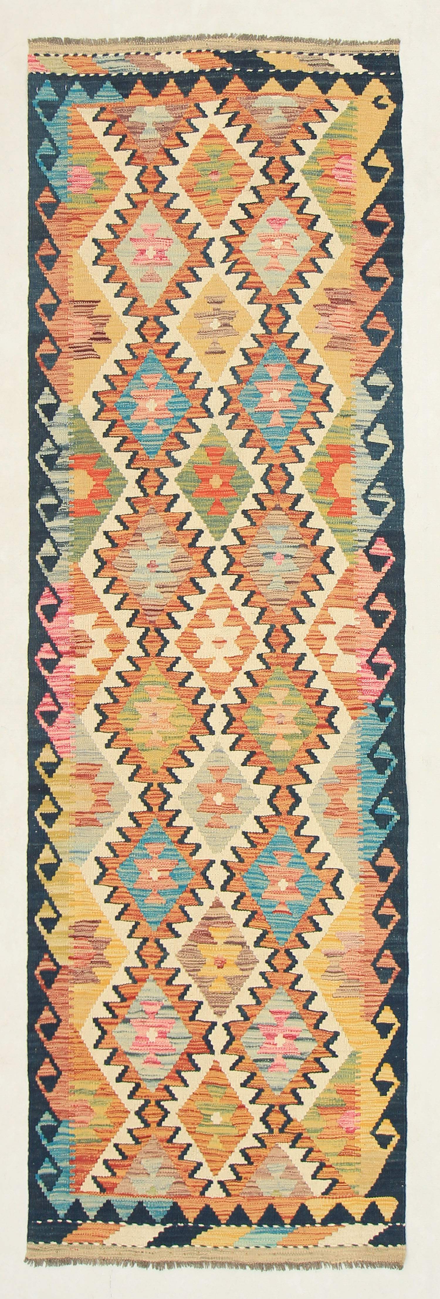 3' X 8'  Multy Handmade Veggie Dye Kilim Rug Runner