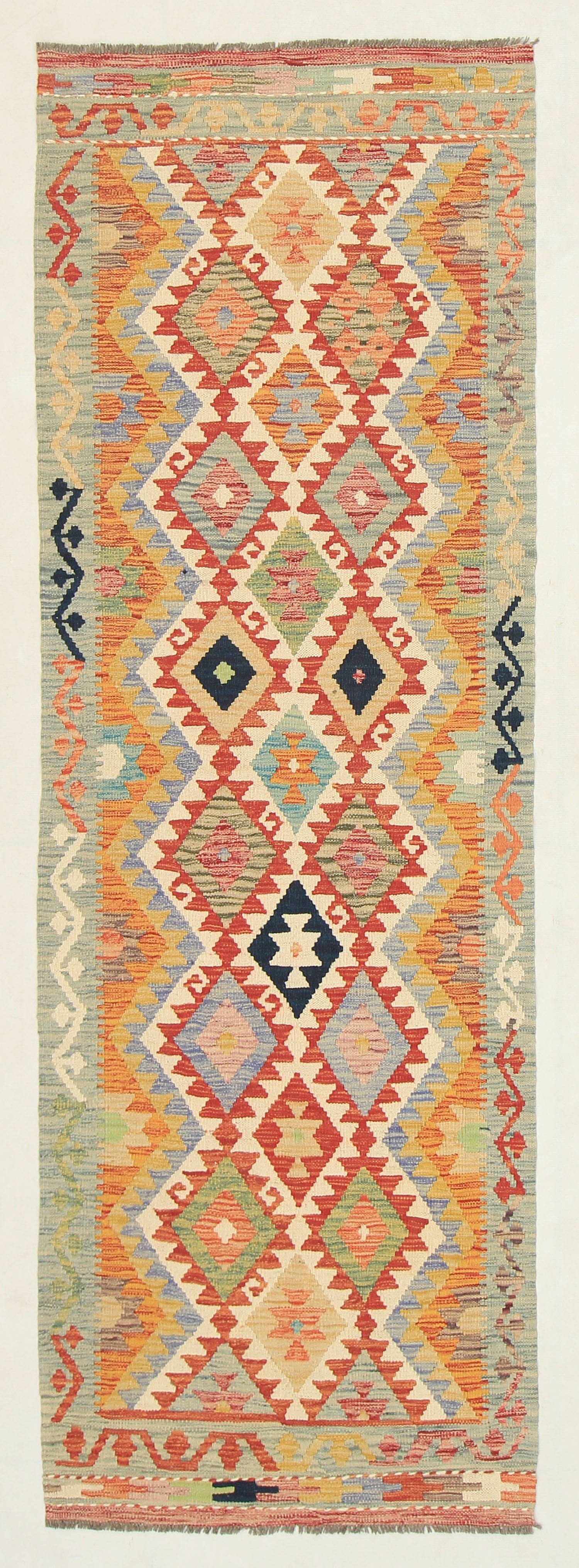 3' X 8'  Multy Handmade Veggie Dye Kilim Rug Runner