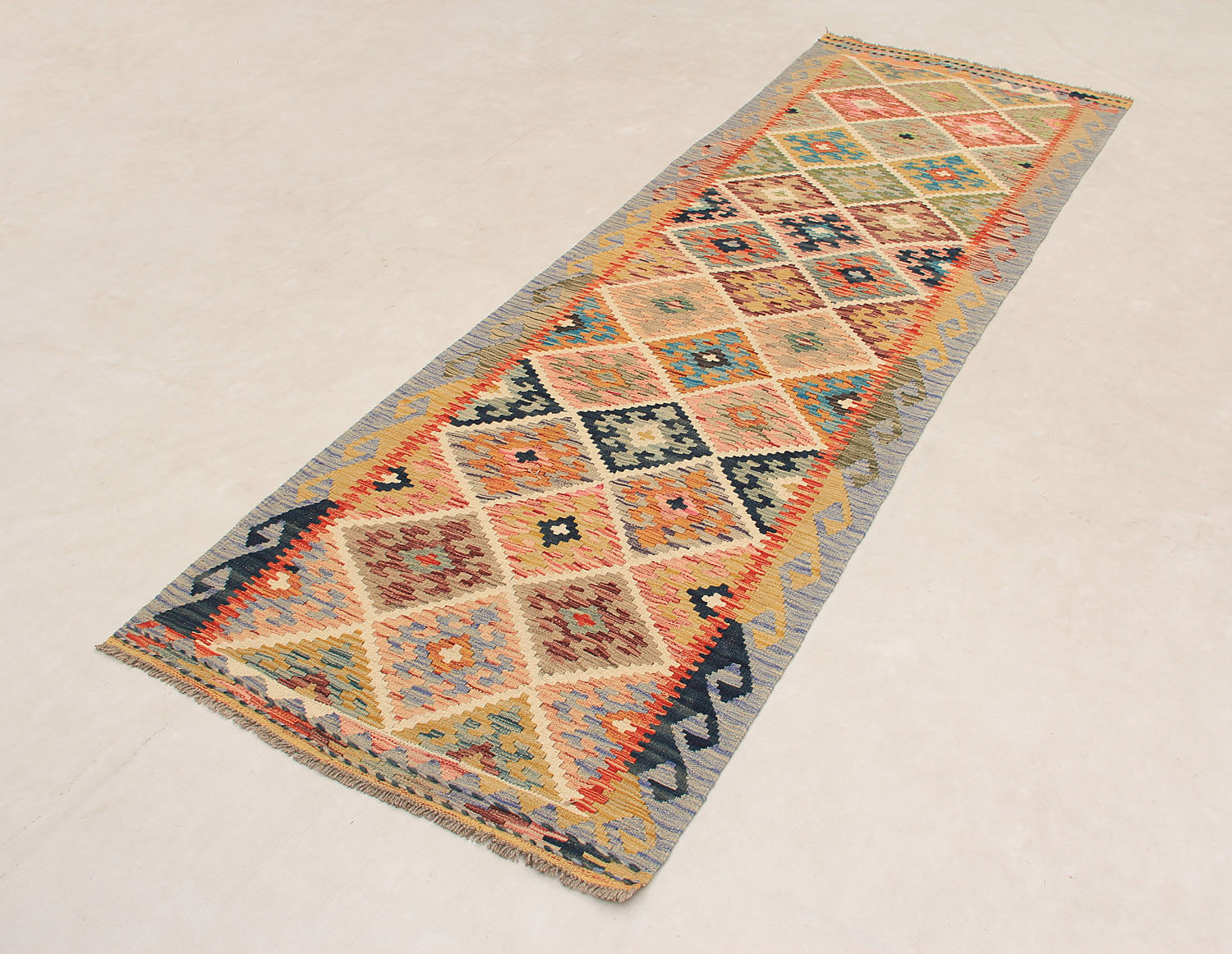 2' 6" X 9'  Multy Handmade Veggie Dye Kilim Rug Runner