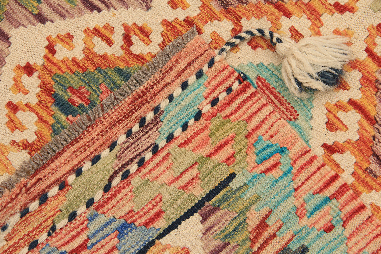 2' 6" X 9'  Multy Handmade Veggie Dye Kilim Rug Runner