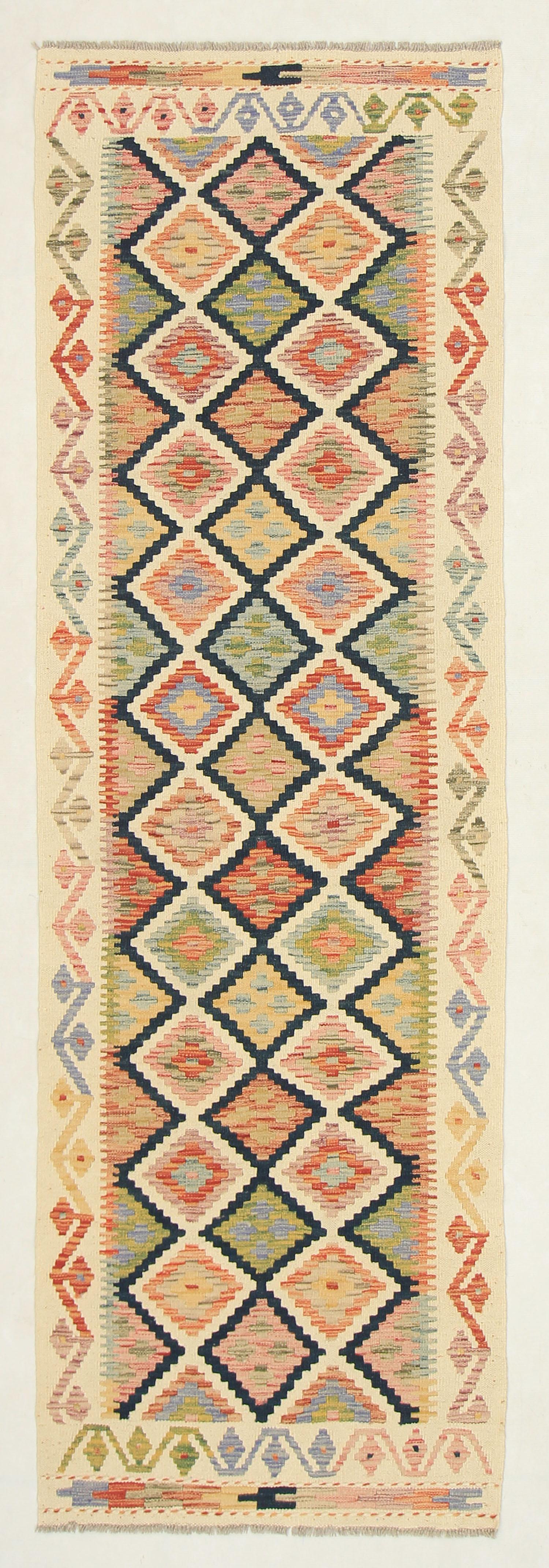 3' X 8'  Multy Handmade Veggie Dye Kilim Rug Runner