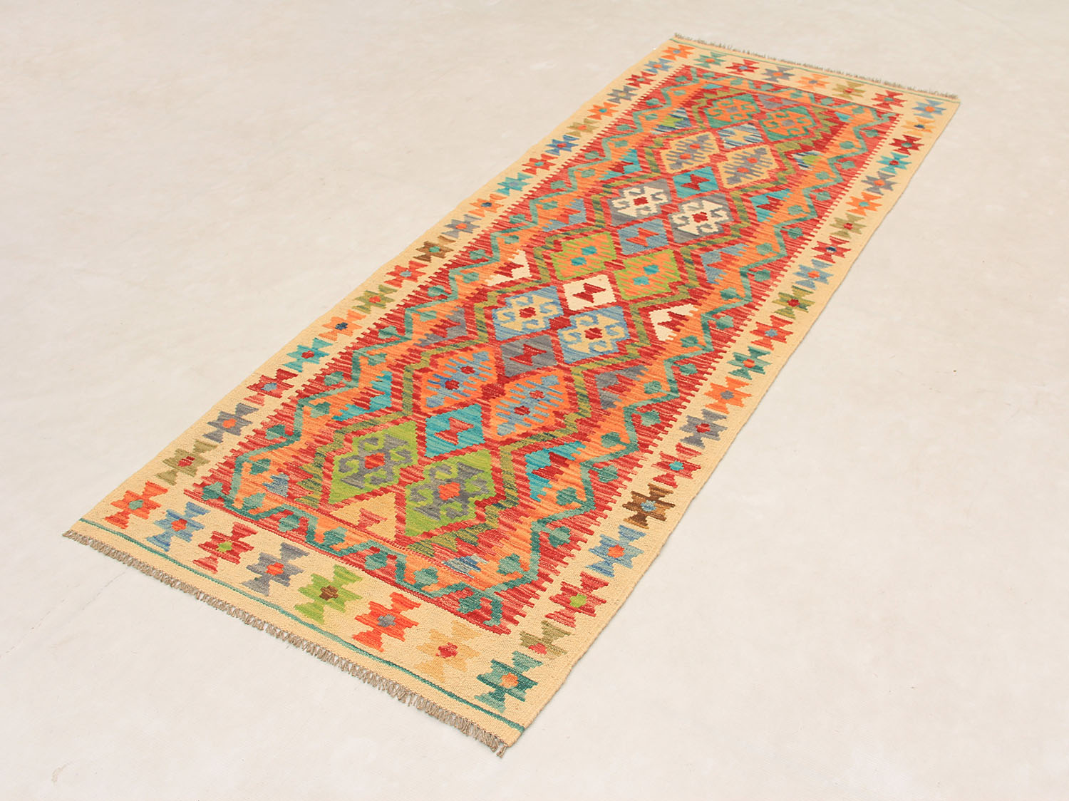 2' 6" X 7' 6"  Multy Handmade Veggie Dye Kilim Rug Runner