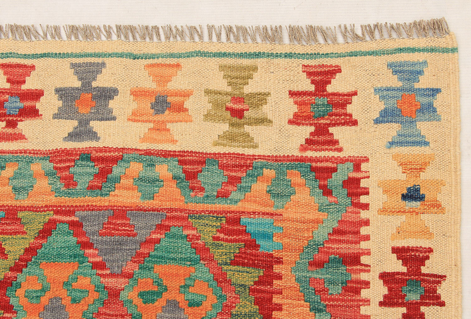 2' 6" X 7' 6"  Multy Handmade Veggie Dye Kilim Rug Runner