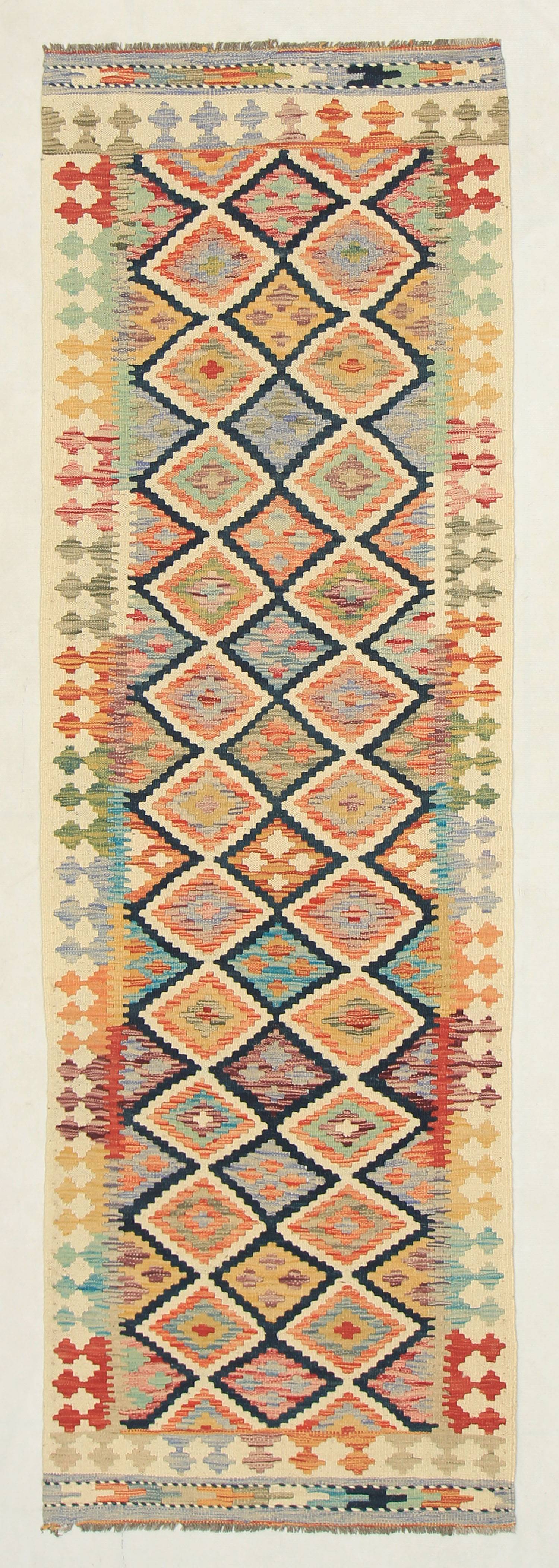 3' X 8'  Multy Handmade Veggie Dye Kilim Rug Runner