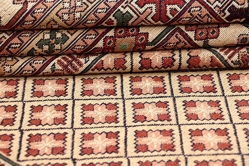 4' 6" x 6' 6  L.brown Handmade Biljik Maliki Kilim Wool Rug Rectangular