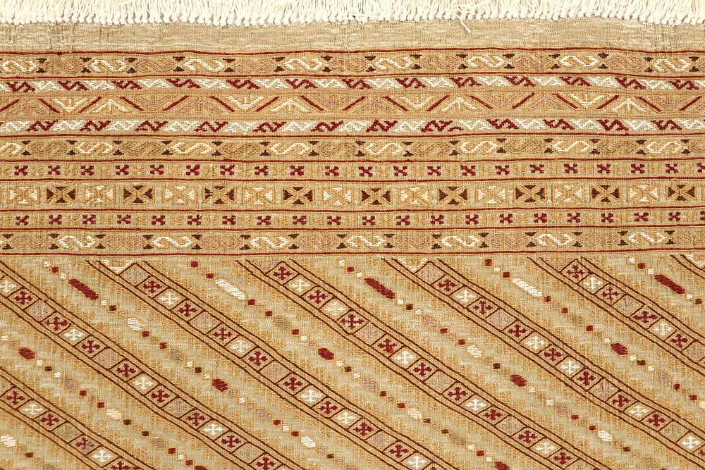 L.brown Handmade Biljik Maliki Kilim Wool Rug Rectangular