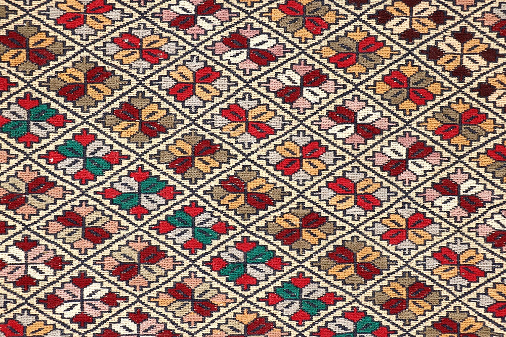 4' 6" x 6' 6  Multy Handmade Biljik Maliki Kilim Wool Rug Rectangular