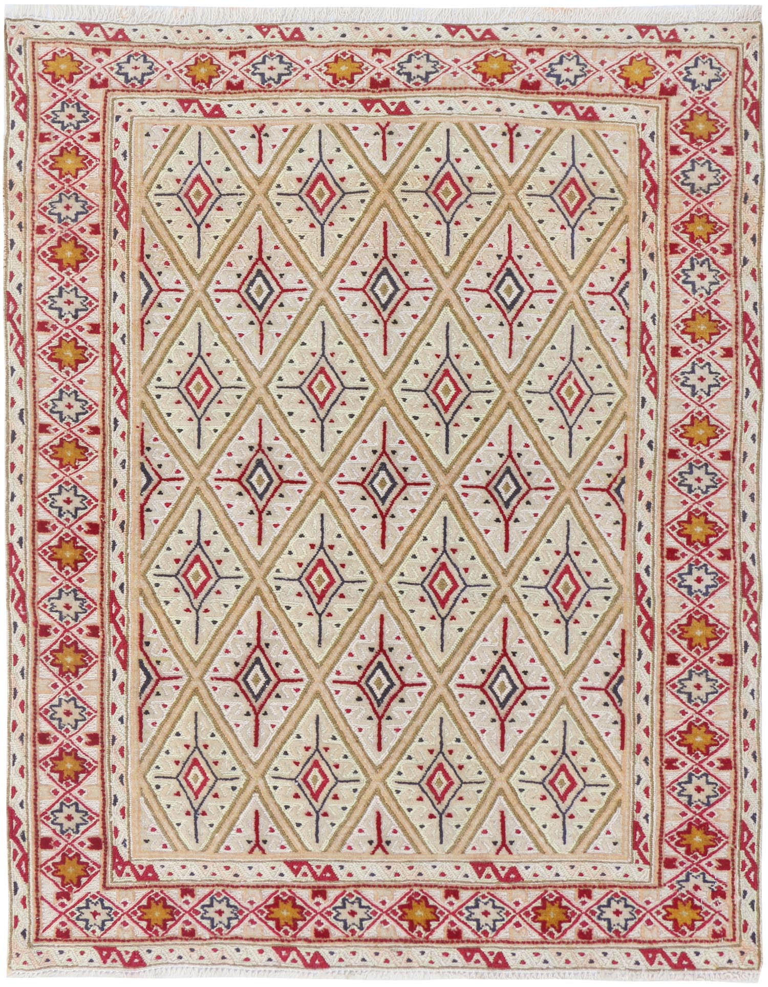 2' 6" x 4'  L.brown Handmade Nakhunak Afghan Rug Rectangular