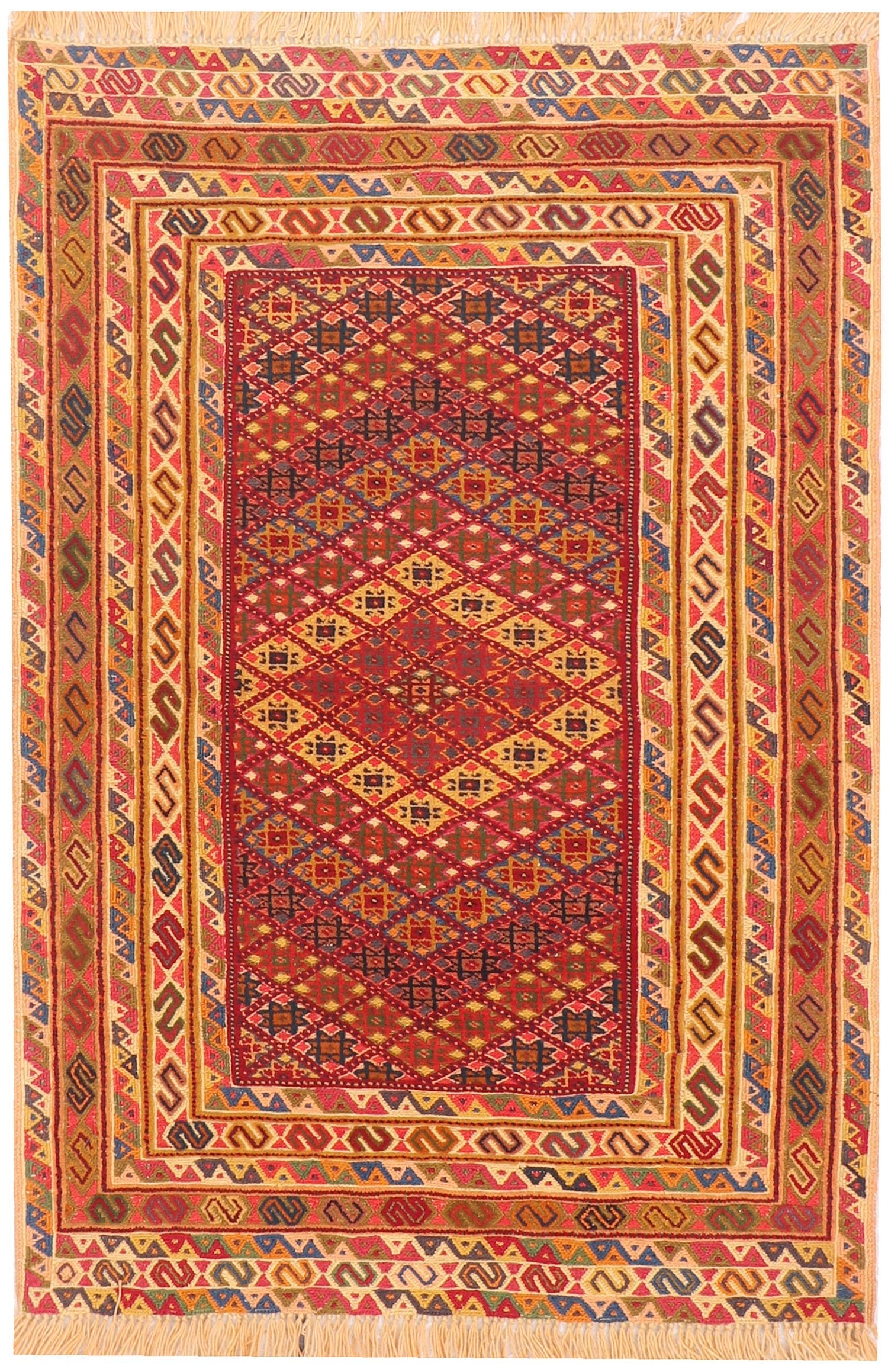 3' X 4'  Multy Handmade Nakhunak Afghan Rug Rectangular
