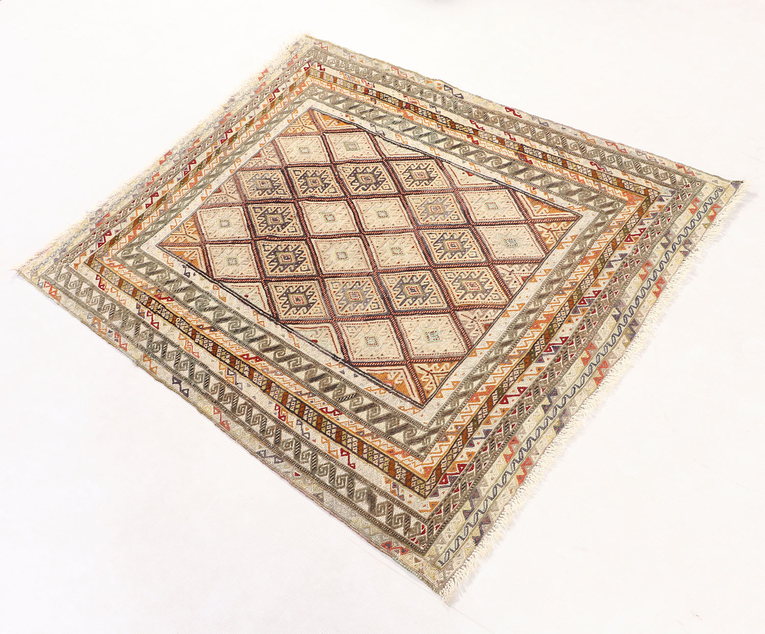 3' X 4'  L.brown Handmade Nakhunak Afghan Rug Rectangular