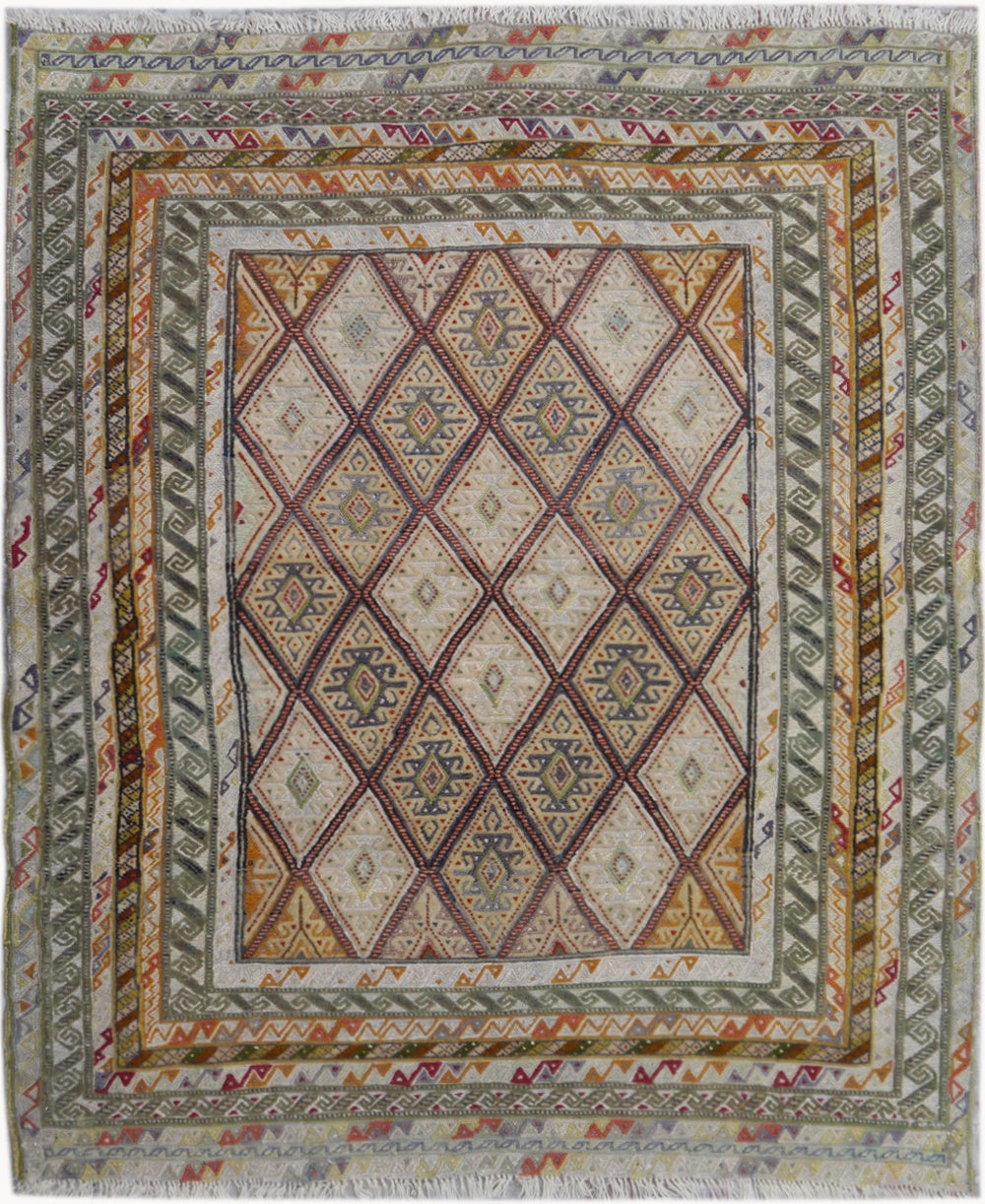 3' X 4'  L.brown Handmade Nakhunak Afghan Rug Rectangular
