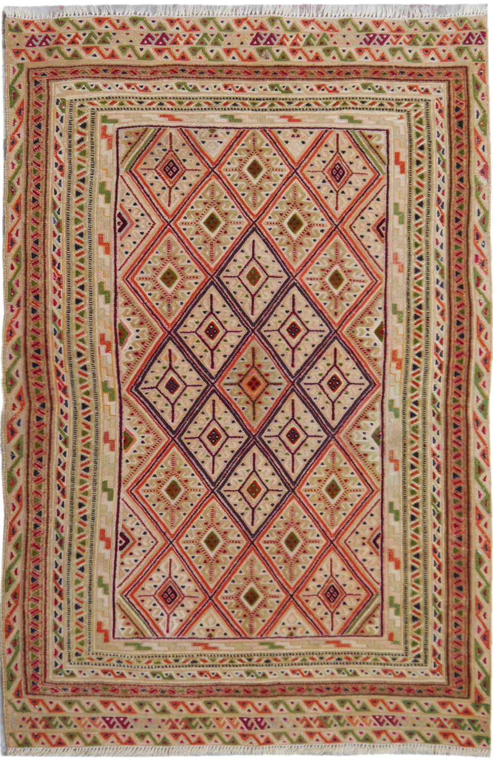 3' X 4'  L.brown Handmade Nakhunak Afghan Rug Rectangular