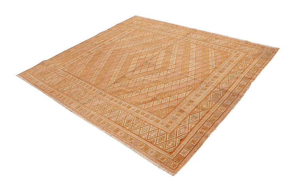 6' 6" X 6' 6"  Ivory Handmade Nakhunak Afghan Rug Square