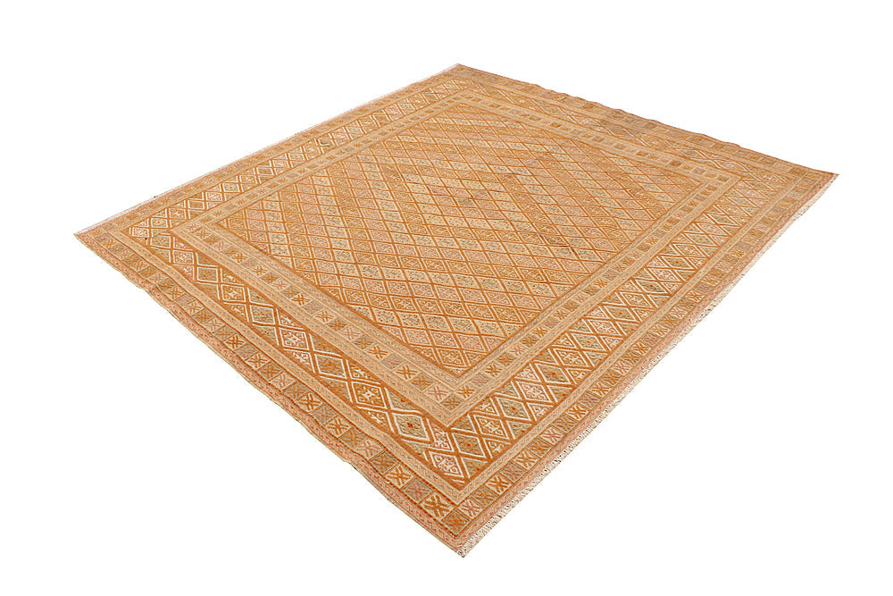 6' 6" X 6' 6"  Ivory Handmade Nakhunak Afghan Rug Square