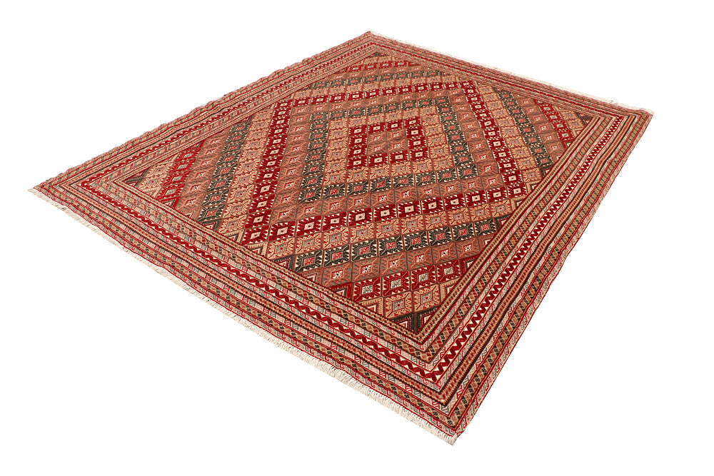 6' 6" x 8'  Multy Handmade Nakhunak Afghan Rug Rectangular