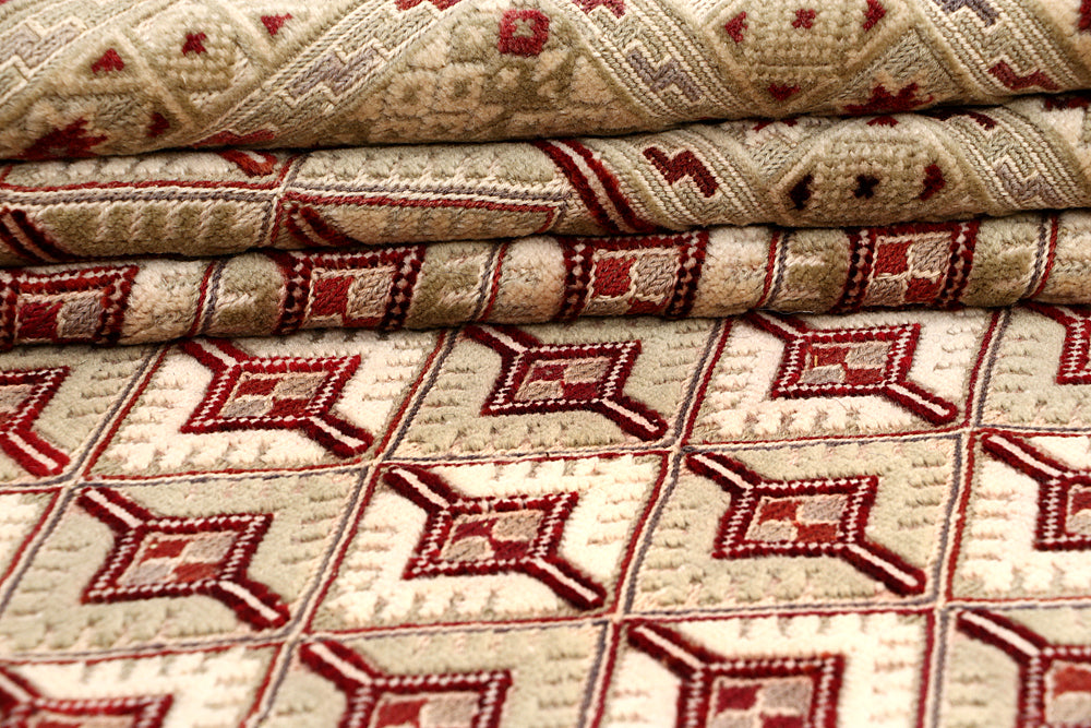 6' 6"X 10'  Ivory Handmade Nakhunak Afghan Rug Rectangular