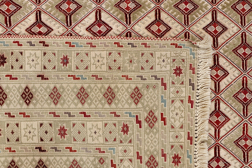 6' 6"X 10'  Ivory Handmade Nakhunak Afghan Rug Rectangular