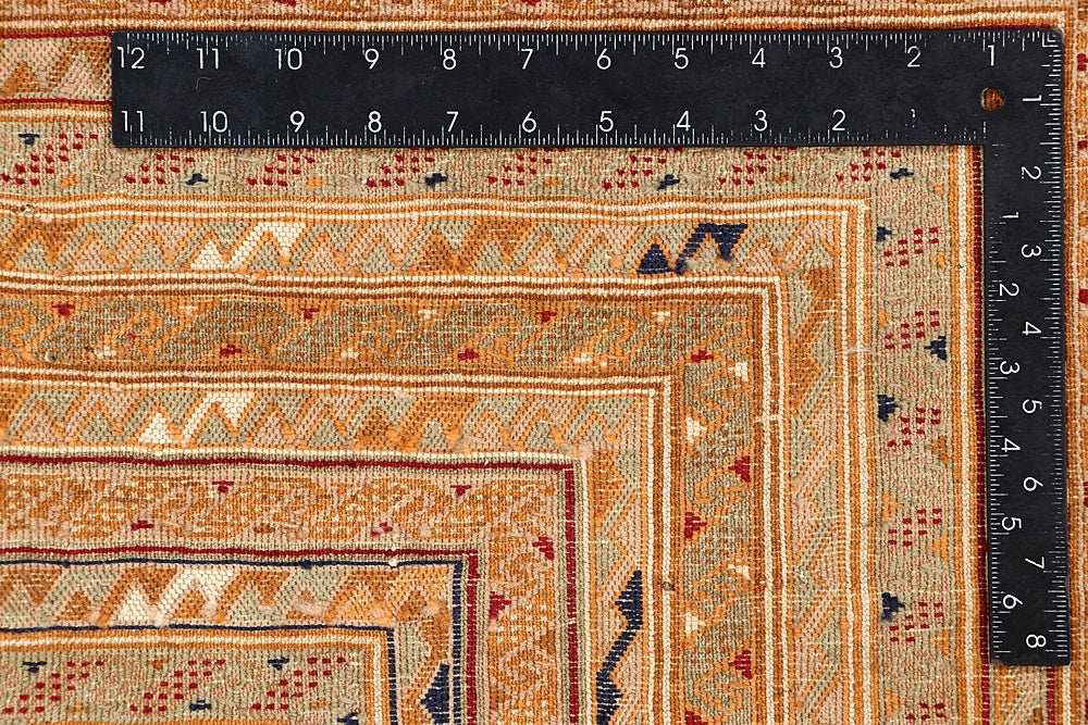 6' 6"X 10'  Orange Handmade Nakhunak Afghan Rug Rectangular