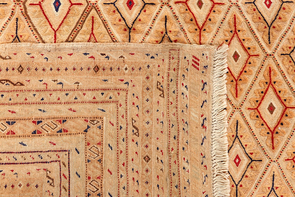 10' X 12'  Orange Handmade Nakhunak Afghan Rug Rectangular