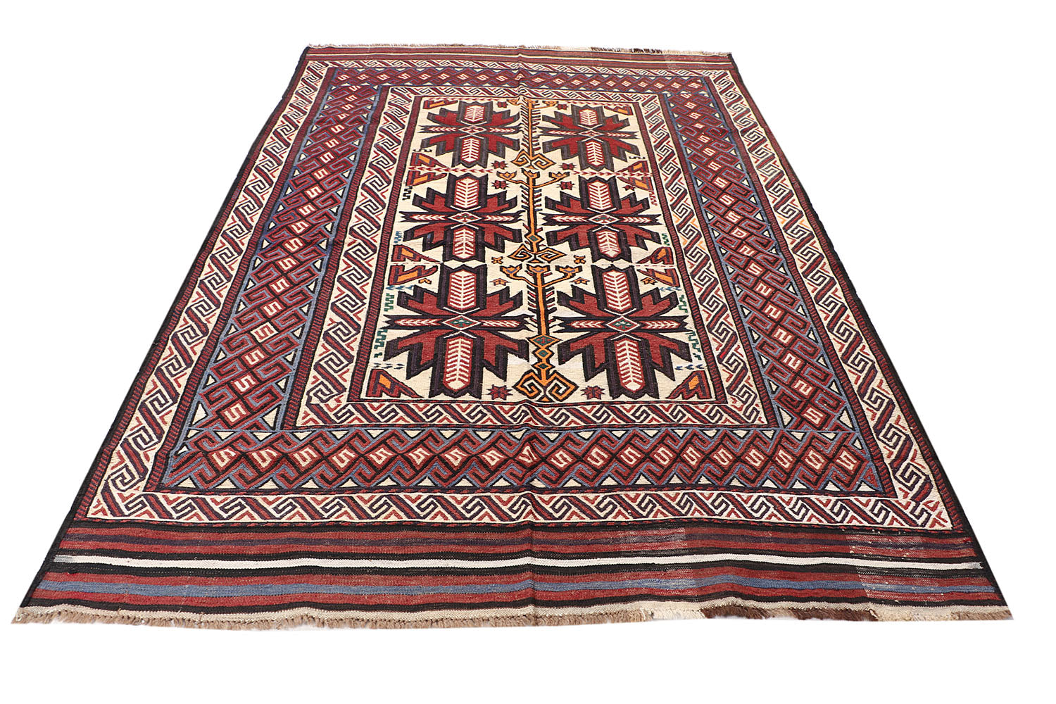 6' x 9'  Ivory Handmade Saghari Kilim Rug Rectangular