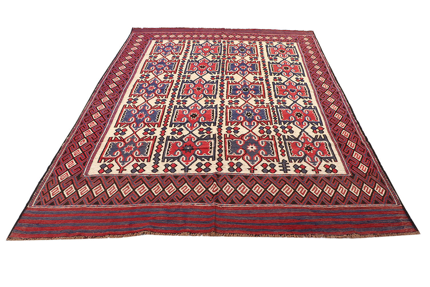 6' x 9'  Ivory Handmade Saghari Kilim Rug Rectangular